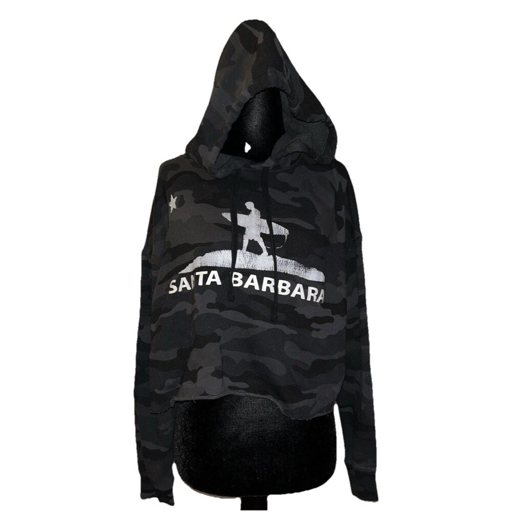 Santa Barbara Cali Surf Crop Camo Pullover Long Sleeve Drawstring Small Hoodie
